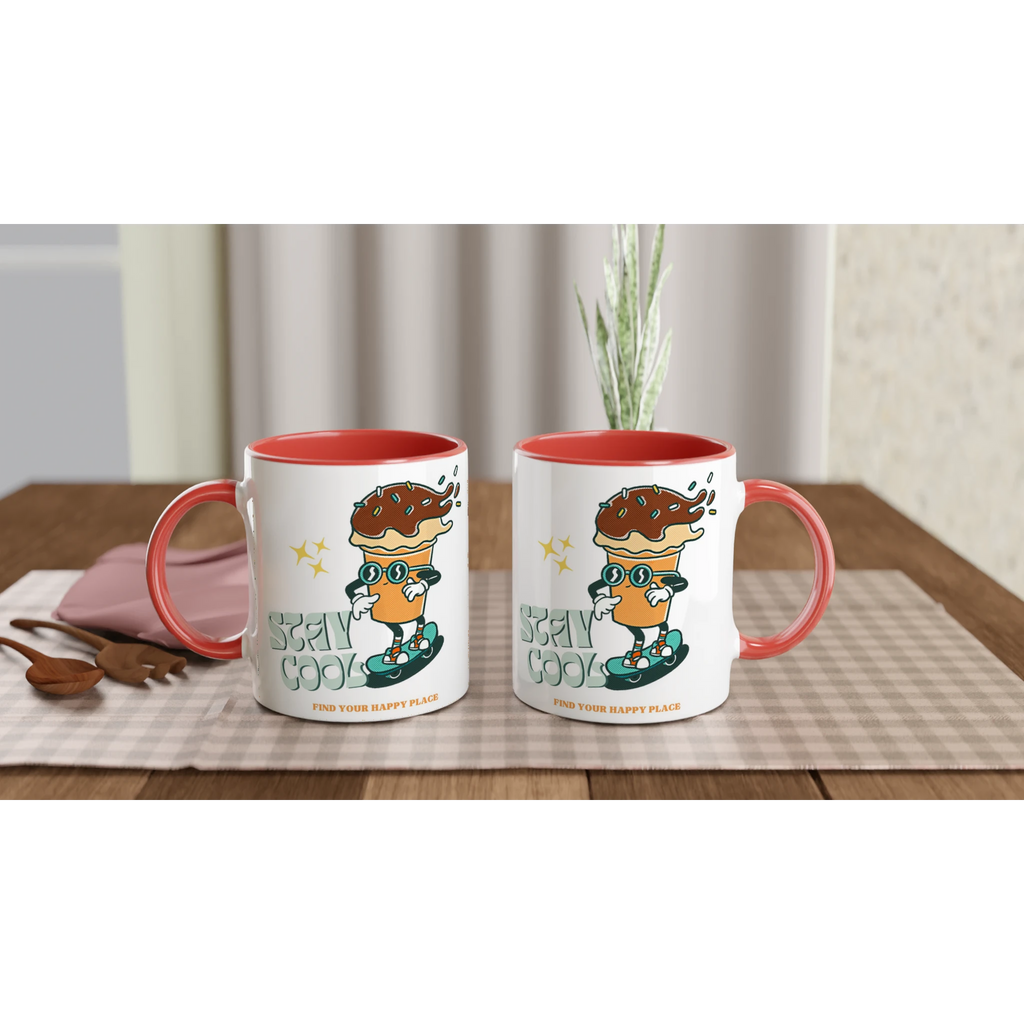 Personalise - Stay Cool, Ice Cream - White 11oz Ceramic Mug Personalised Mug customise Globally Fulfilled personalise Retro