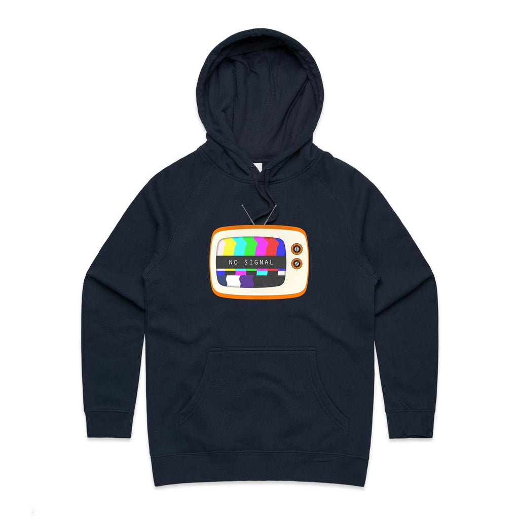 Retro TV, No Signal - Womens Hoodie Navy Womens Hoodie Printed In Australia Retro Tech