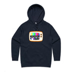 Retro TV, No Signal - Womens Hoodie Navy Womens Hoodie Printed In Australia Retro Tech