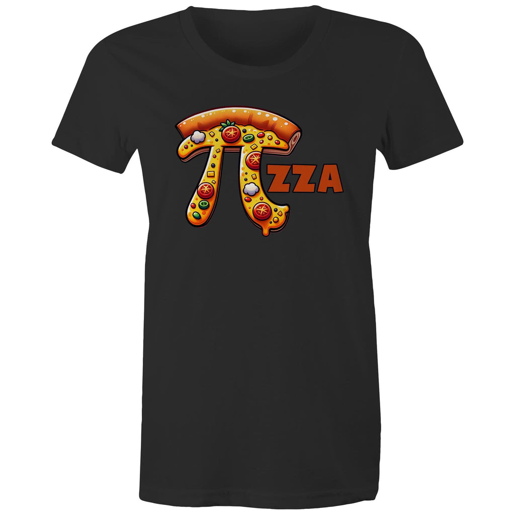 Pi Pizza - Womens T-shirt Black Womens T-shirt Food Maths Printed In Australia Science