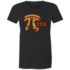 Pi Pizza - Womens T-shirt Black Womens T-shirt Food Maths Printed In Australia Science