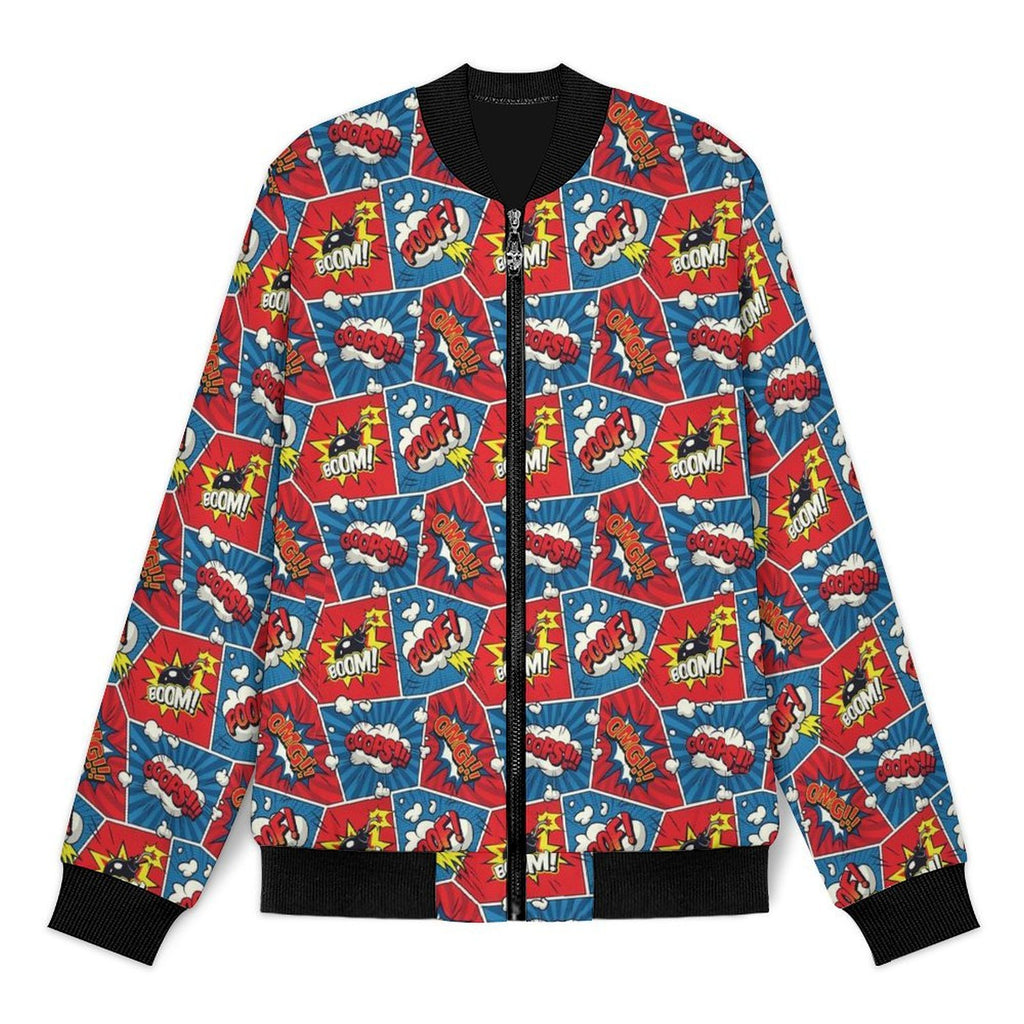 Comic Book Men's Casual Zip‑Up Bomber Jacket