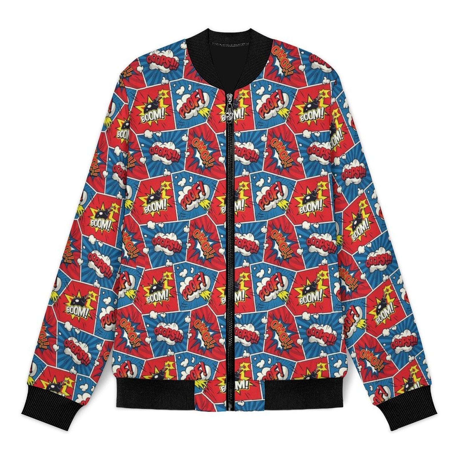 Comic Book Men's Casual Zip‑Up Bomber Jacket