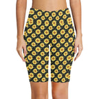 Painted Sunflower Women's Bike Shorts With Side Pockets