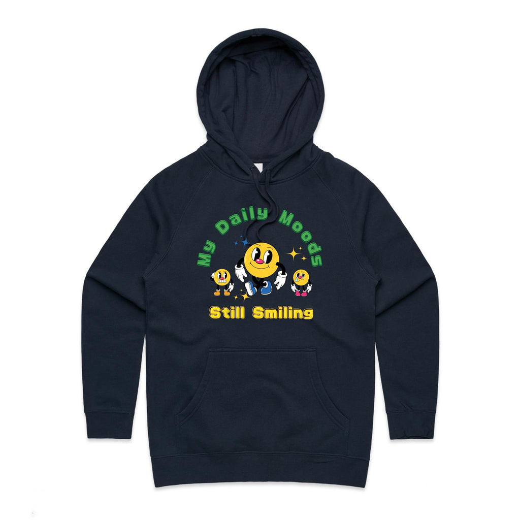 My Daily Moods - Womens Hoodie Navy Womens Hoodie Printed In Australia