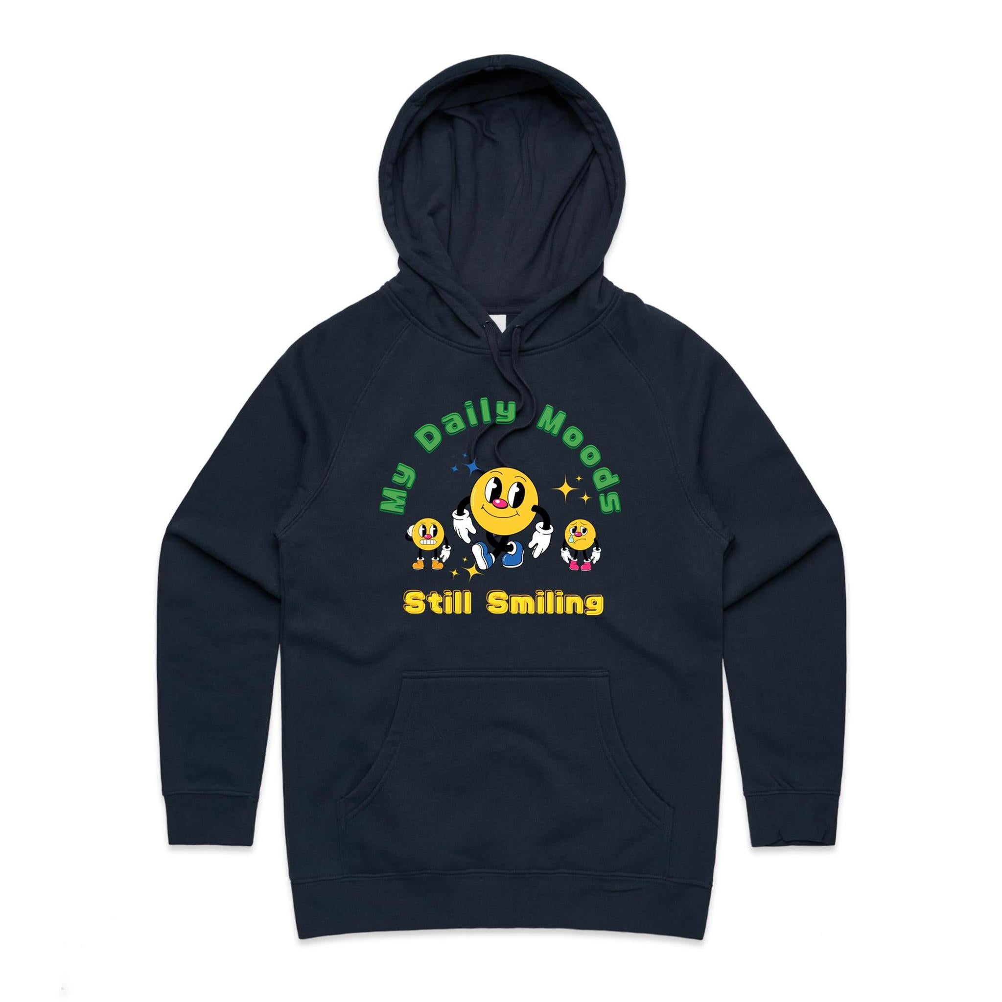 My Daily Moods - Womens Hoodie Navy Womens Hoodie Printed In Australia