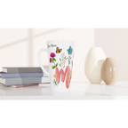 Personalised Mum With Flowers And Butterflies White Latte 17oz Ceramic Mug Personalised Latte Mug Globally Fulfilled Mum