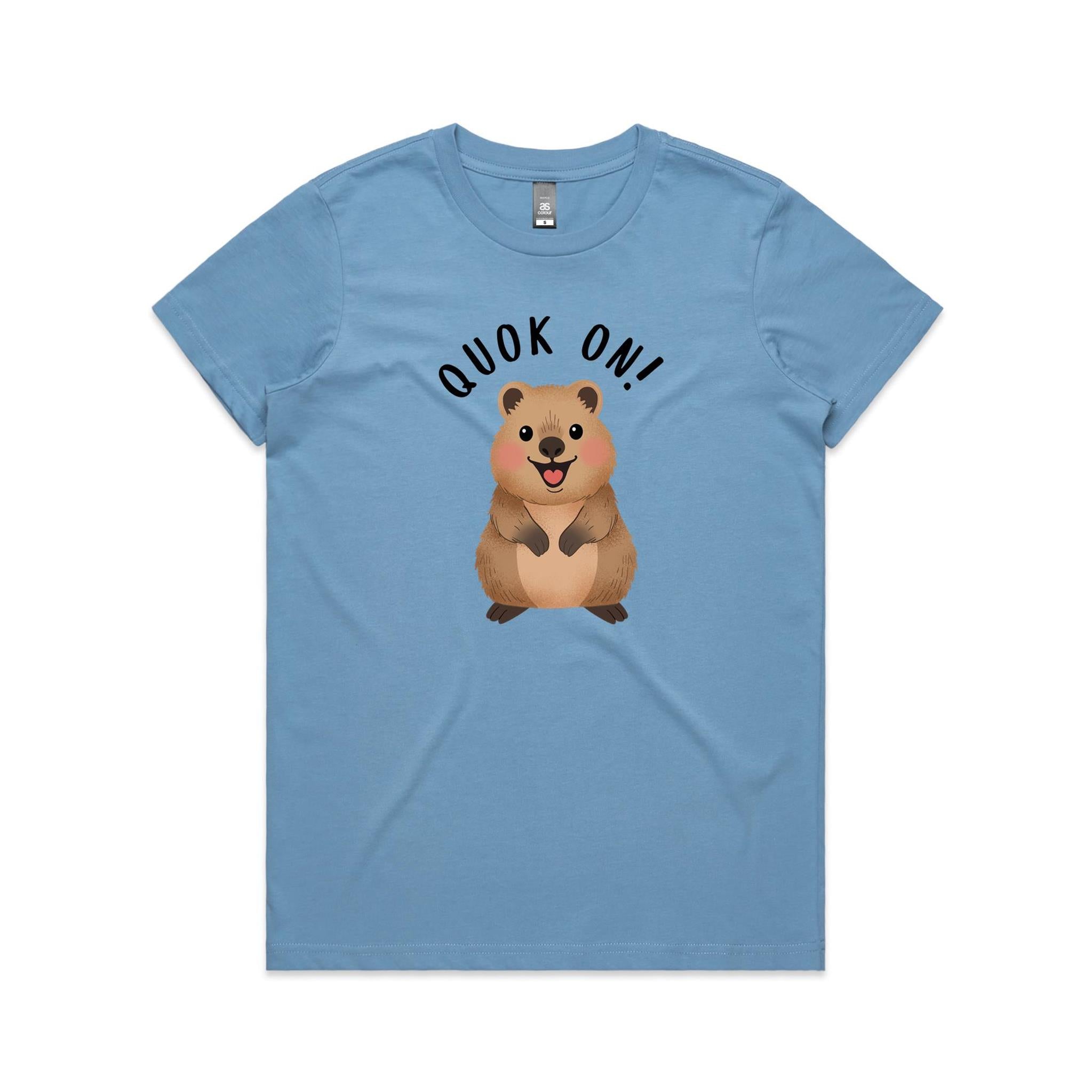 Quokka, Quok On Women's AS Colour T-shirt Carolina Blue Womens T-shirt animal Printed In Australia
