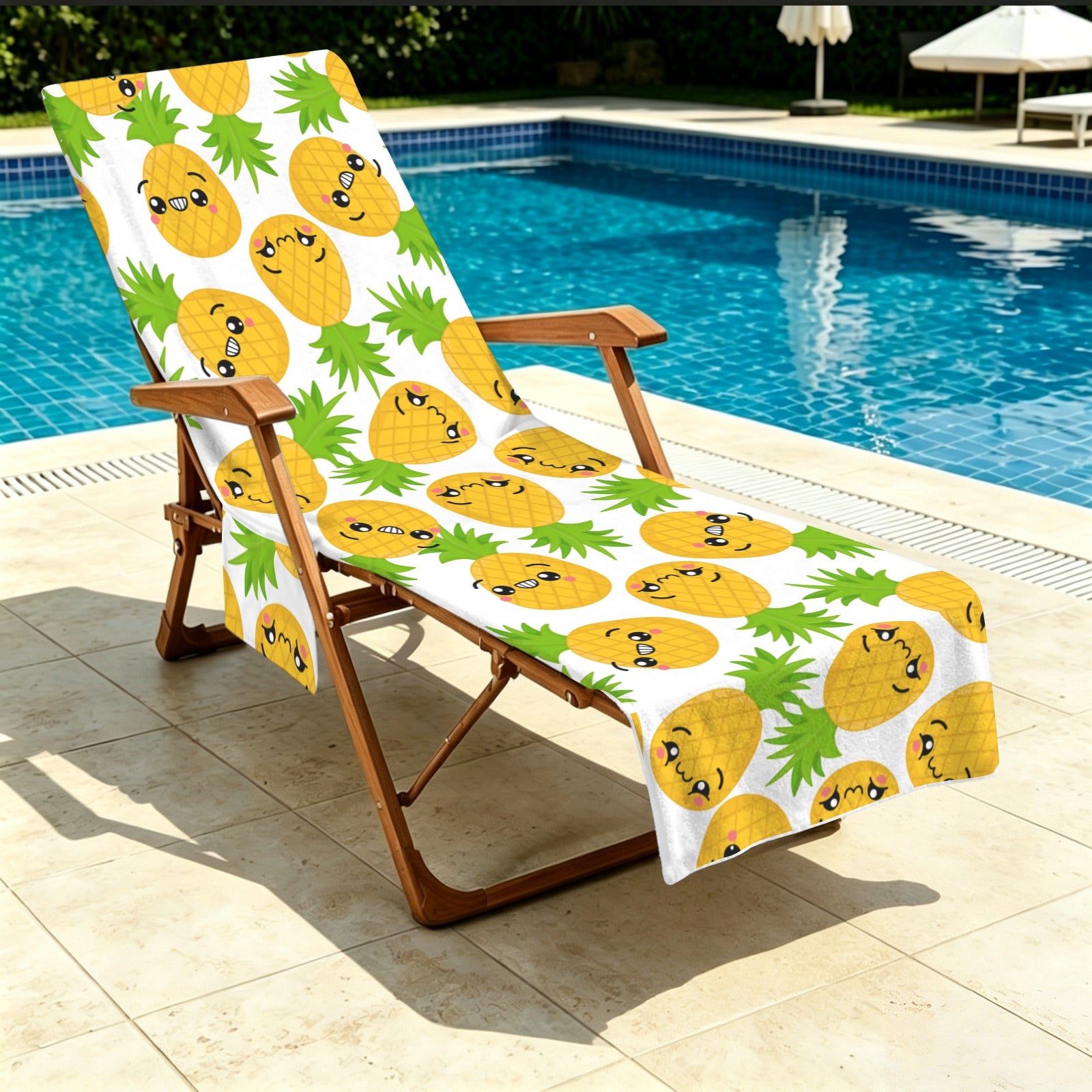 Cool Pineapples Beach Chair Towel Cover with Side Pockets