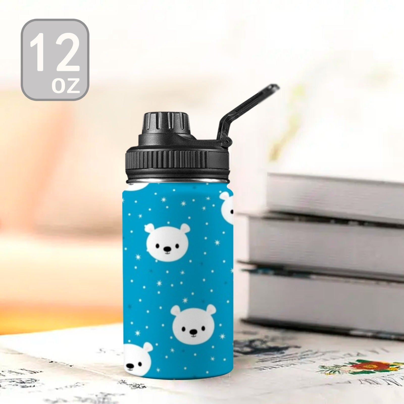 Bears On Blue - Kids Water Bottle with Chug Lid (12 oz)