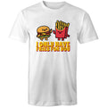 I Only Have Fries For You, Hamburger And Fries Men's AS Colour T-Shirt White Mens T-shirt Food Printed In Australia