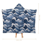 Japanese Waves Kids Hooded Blanket 100cm x 130cm