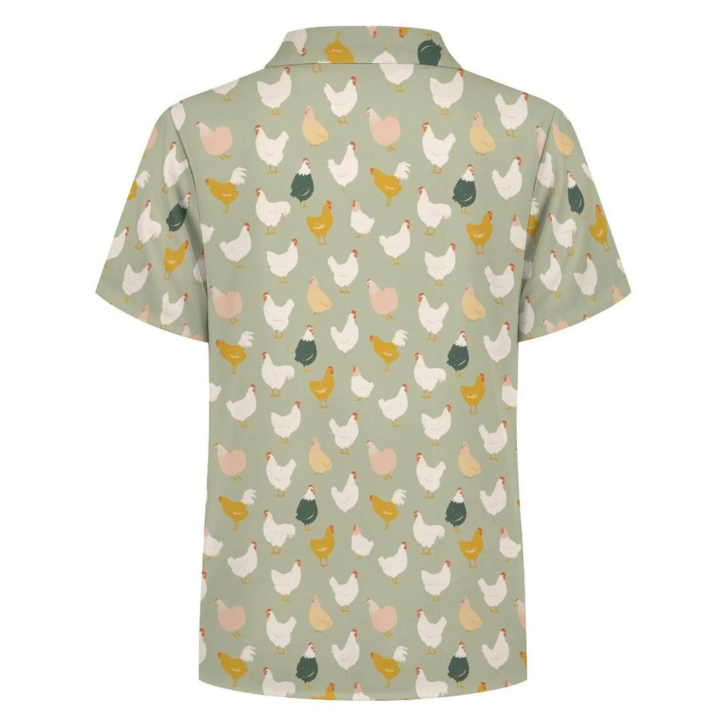 Chicken Life Kids Youth Short Sleeve Button Up Shirt