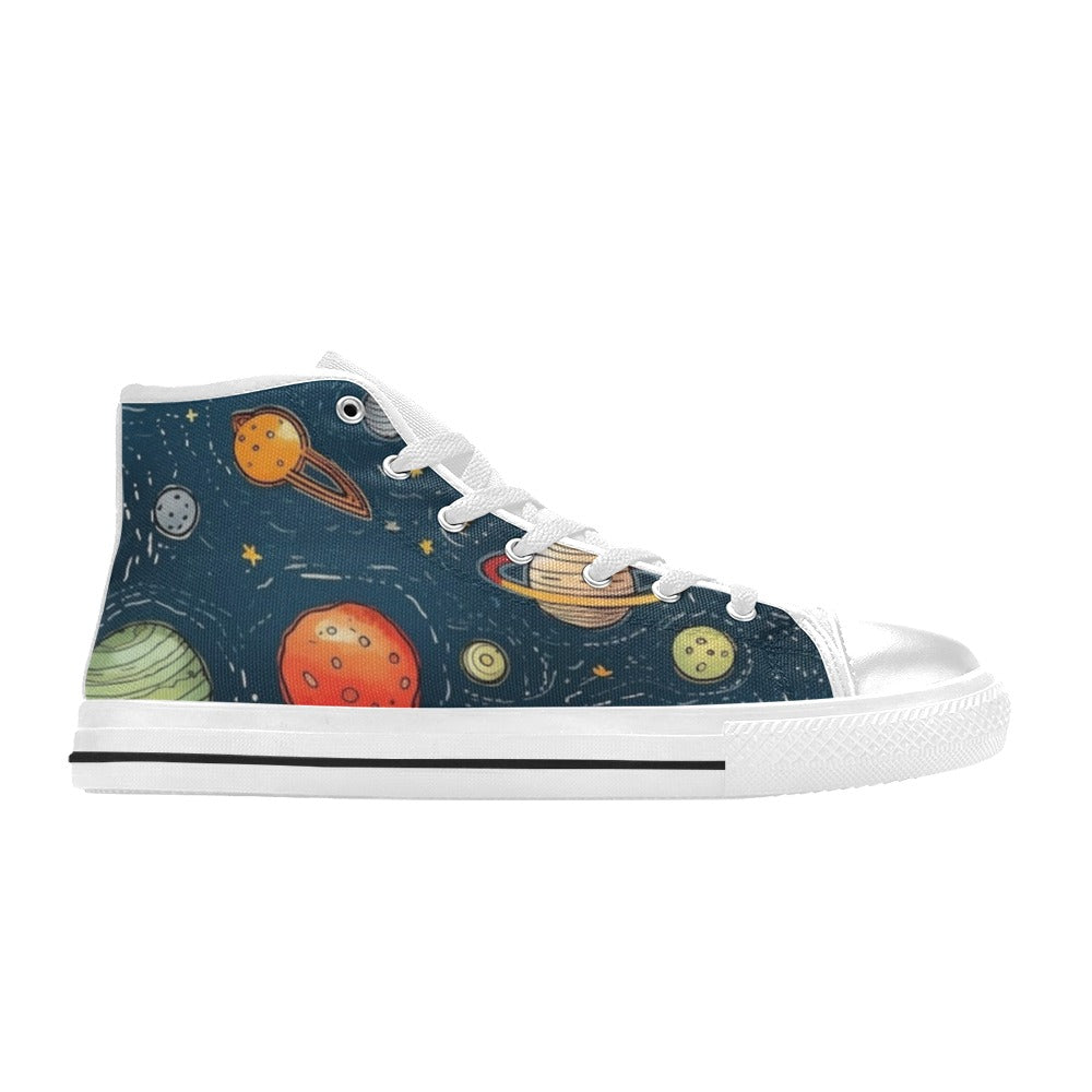 Galaxy - Kids High Top Canvas Shoes