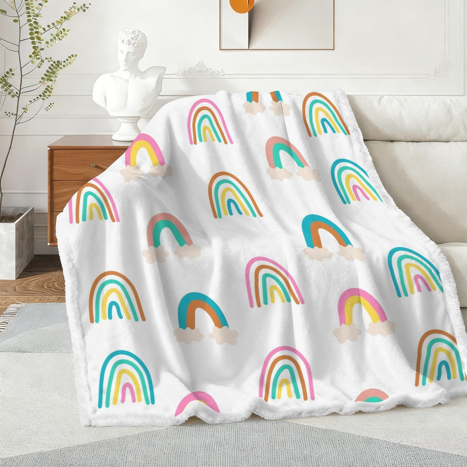 Cloud Rainbows - Double-Layer Fleece Blanket 51"x59"