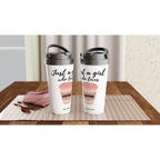 Personalised - Just A Girl Who Loves Coffee - White 15oz Stainless Steel Travel Mug Personalised Travel Mug Globally Fulfilled