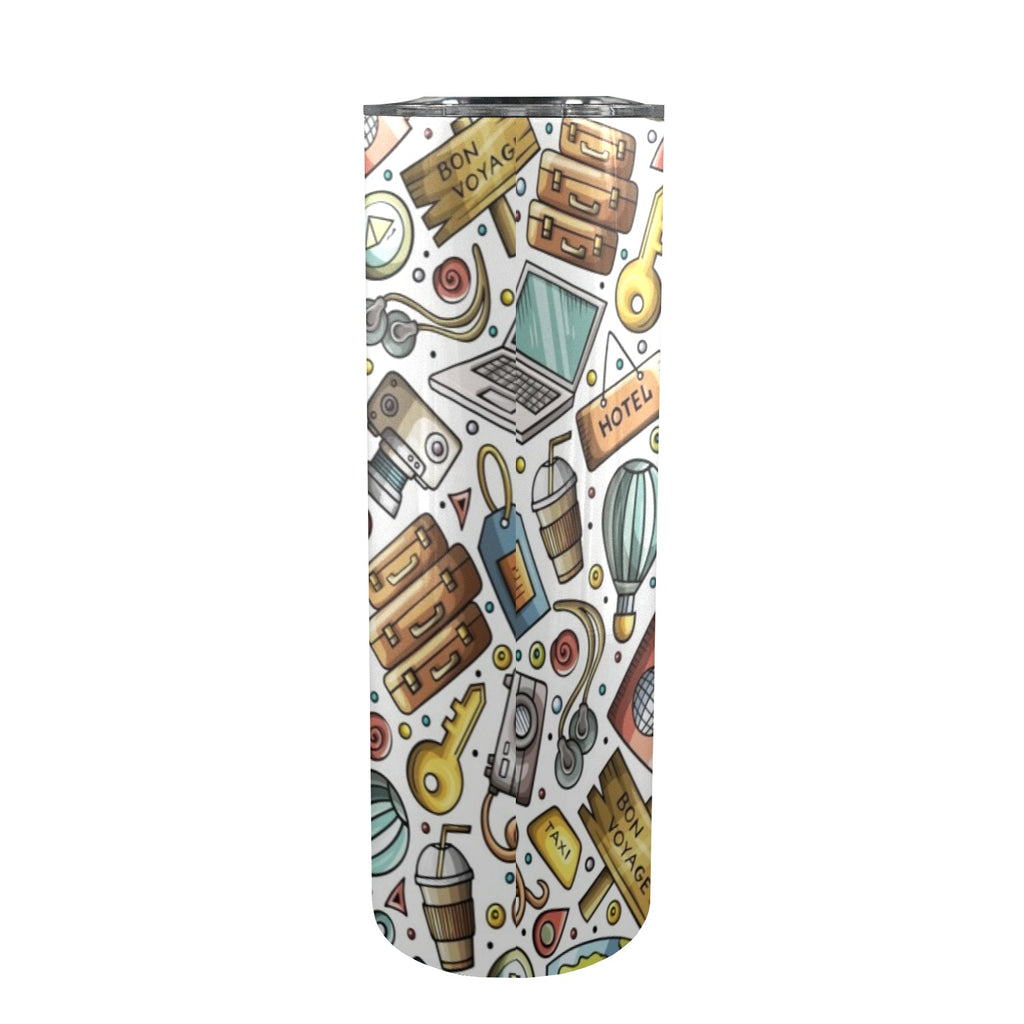 Travel Montage - 20oz Tall Skinny Tumbler with Lid and Straw