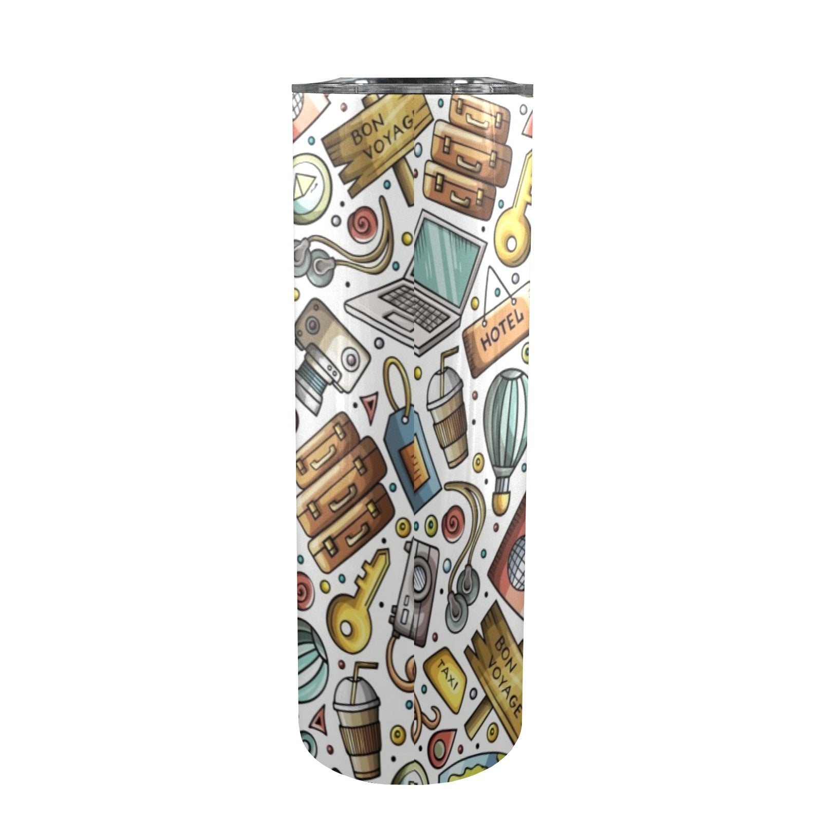 Travel Montage - 20oz Tall Skinny Tumbler with Lid and Straw