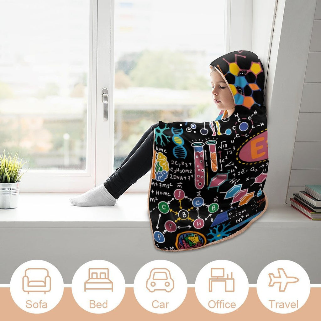 Science Time Blackboard Kids Hooded Blanket 100cm x 130cm Kids Hooded Blanket Printed Offshore Science
