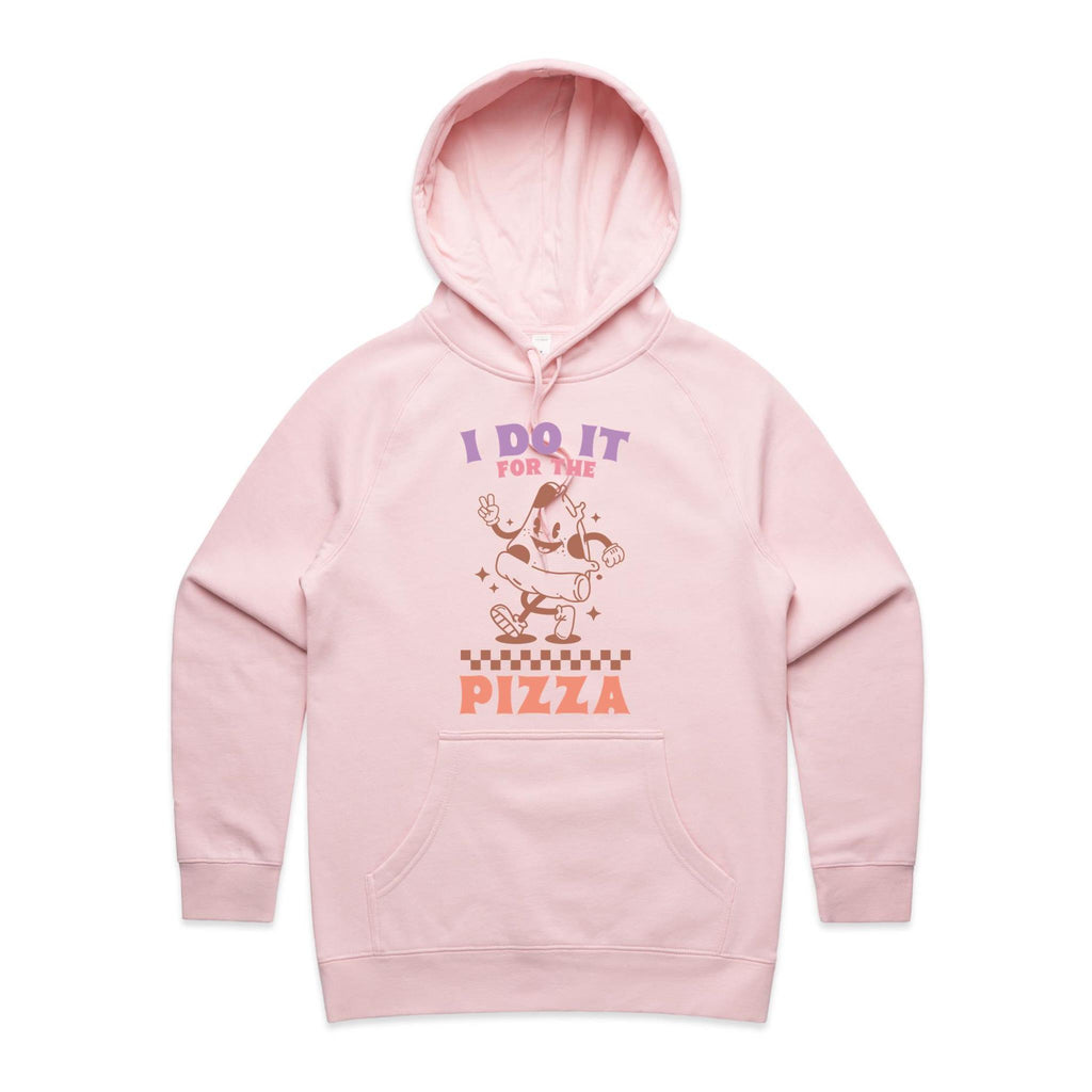 I Do It For The Pizza - Womens Hoodie Pink Womens Hoodie Fitness Food Printed In Australia