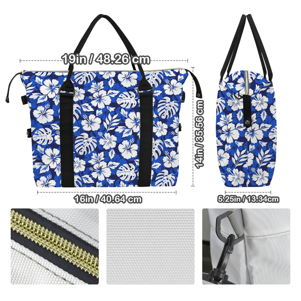 Blue Hawaiian Floral Duffle Bag-Simple (Model 1715) Duffle Bag-Simple (1715)