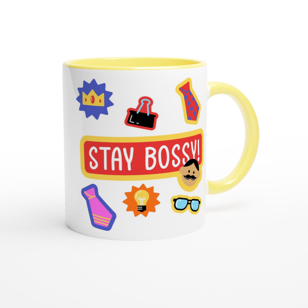 Stay Bossy, Boss Mug - White 11oz Ceramic Mug with Colour Inside Colour 11oz Mug Funny