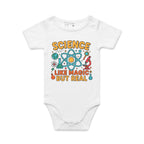 Science, Like Magic But Real AS Colour Baby Bodysuit White Baby Bodysuit Printed In Australia Science