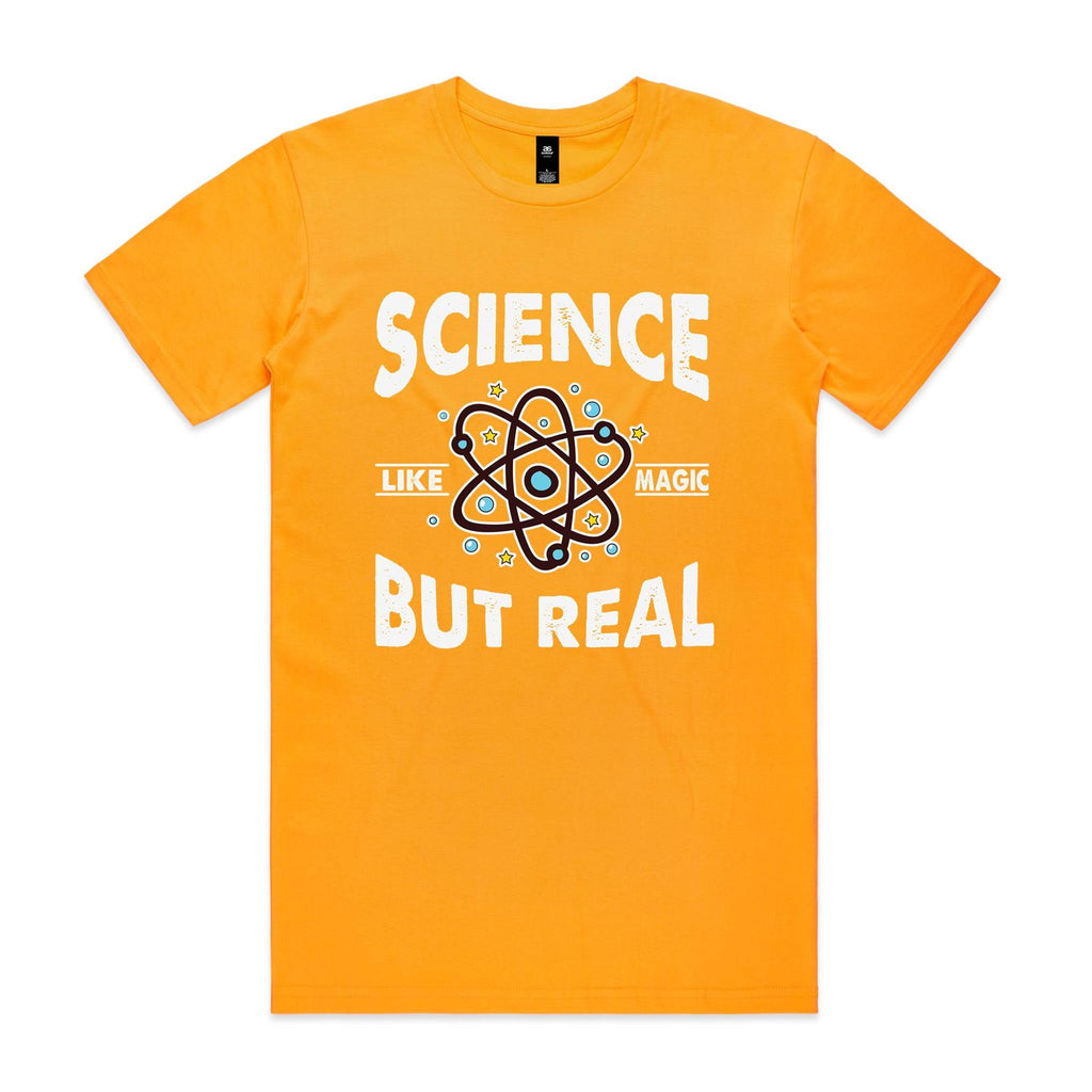 Science, It's Like Magic But Real Men's AS Colour T-shirt Gold Mens T-shirt Printed In Australia Science