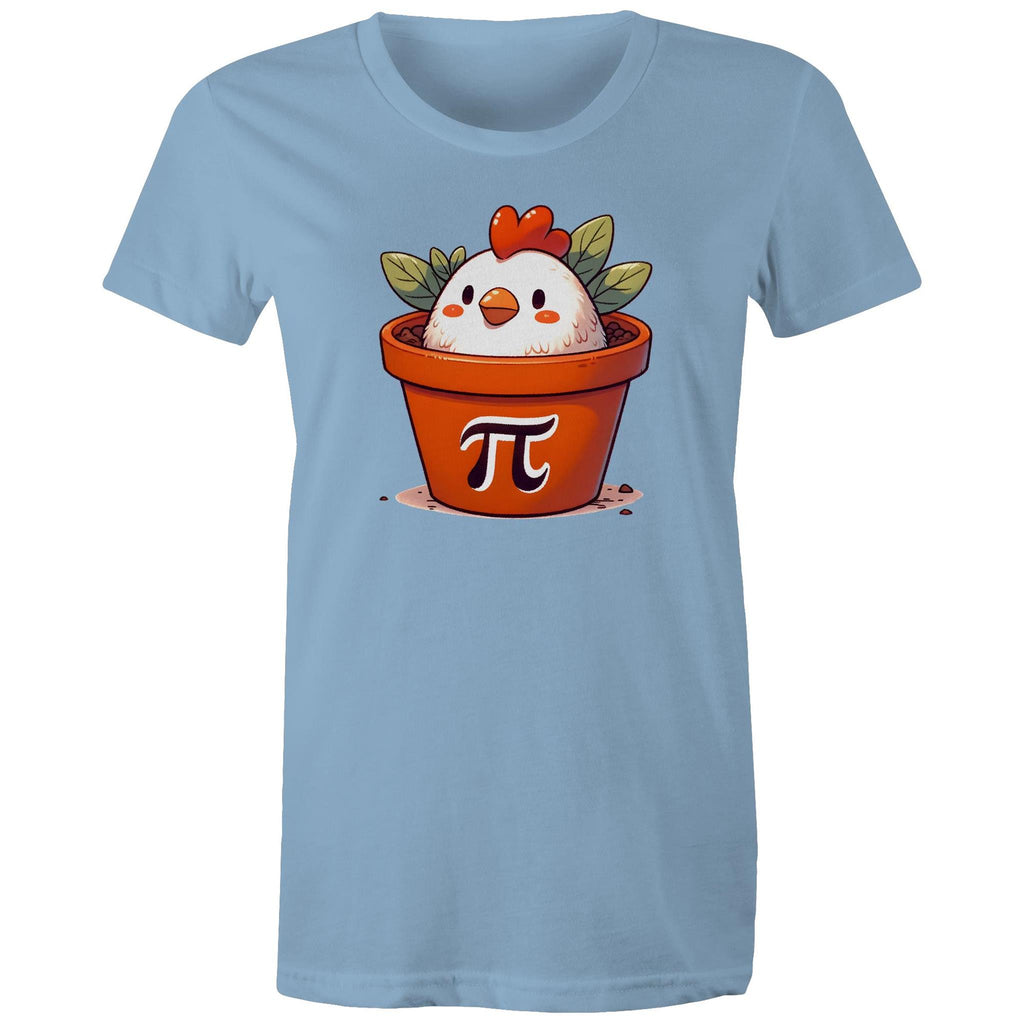 Chicken Pot Pi - Womens T-shirt Carolina Blue Womens T-shirt animal Maths Printed In Australia