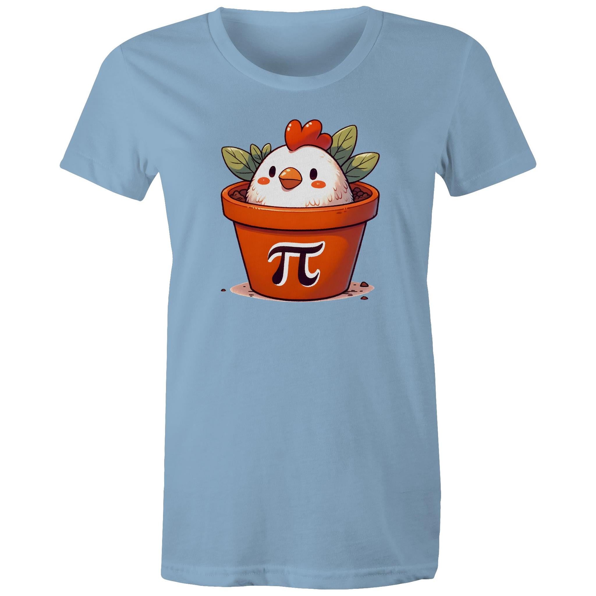Chicken Pot Pi - Womens T-shirt Carolina Blue Womens T-shirt animal Maths Printed In Australia