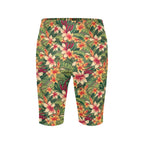 Vintage Hawaiian Floral Women's Bike Shorts With Side Pockets Women's Bike Shorts / Half Leggings Plants Printed Offshore