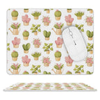 Cactus Pots And Plants Leather Mouse Pad white One size Leather Mouse Pad Plants Printed Offshore
