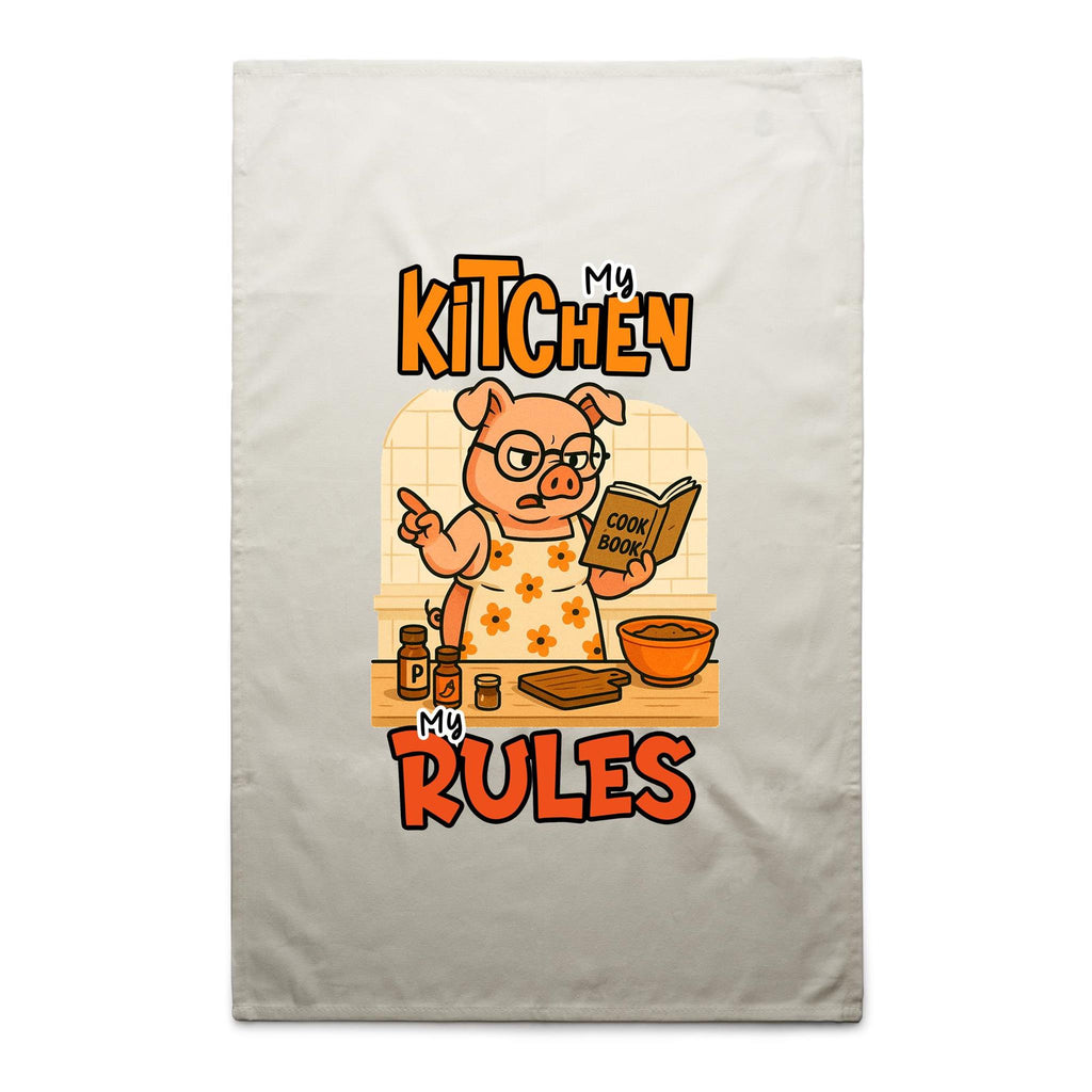 My Kitchen, My Rules - AS Colour Tea Towel Cream One Size Tea Towel Printed In Australia