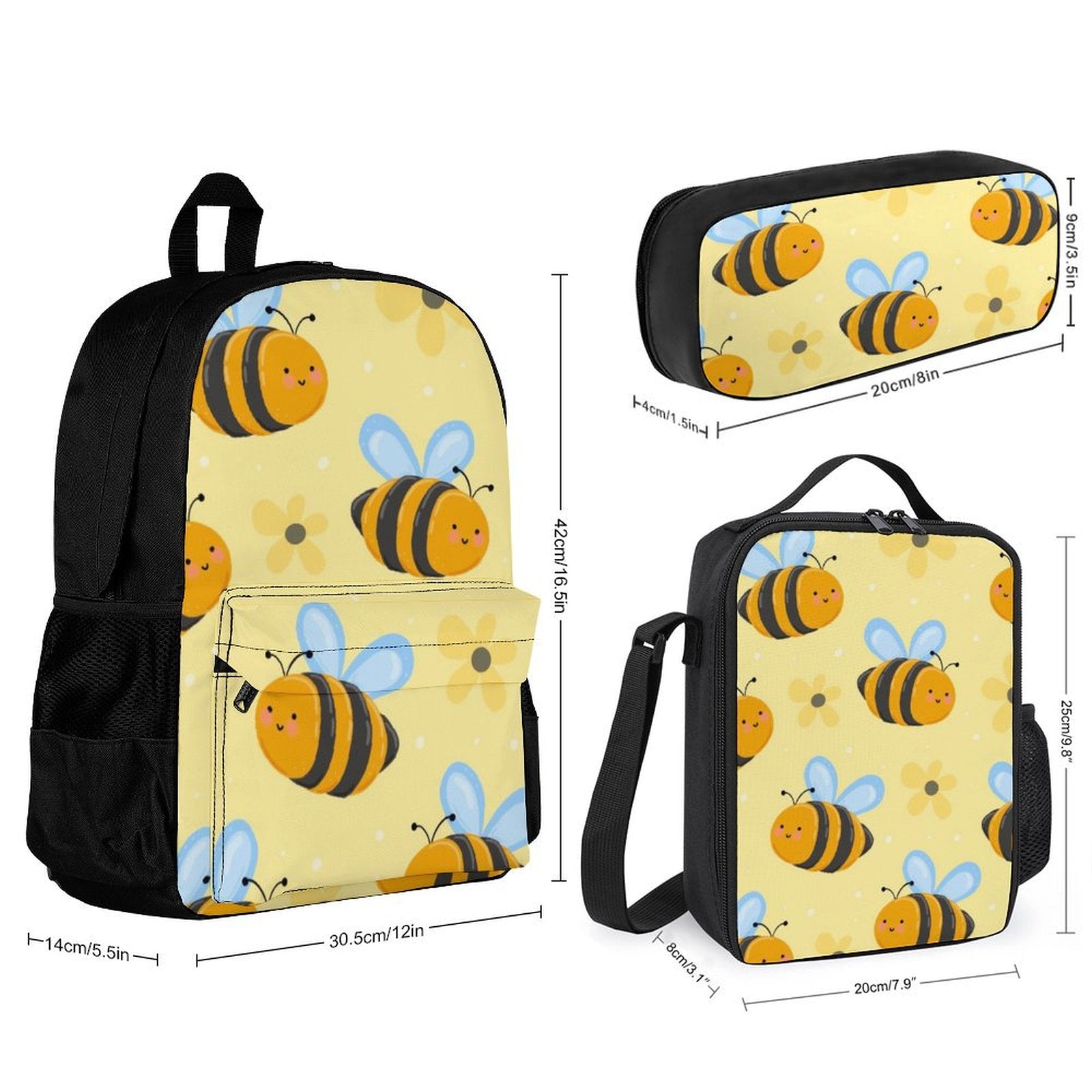Happy Bees - Three Piece Backpack Set