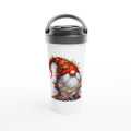 Christmas Gnome Wrapped In Lights White 15oz Stainless Steel Travel Mug Default Title Christmas Travel Mug Christmas Globally Fulfilled