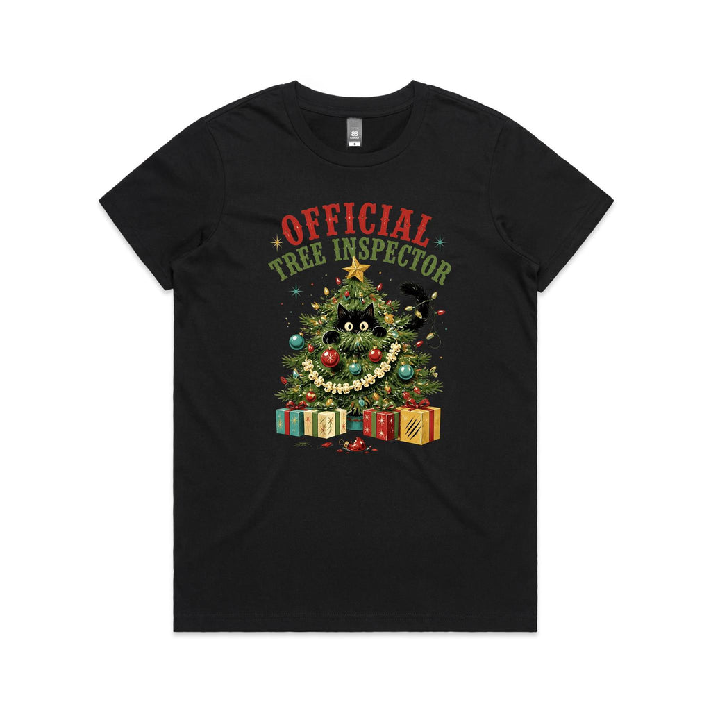 Official Tree Inspector Cat Women's Christmas T-shirt