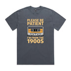 Please Be Patient, I'm From The 1900's AS Colour Heavy Faded Tee Unisex Faded indigo Heavy Faded T-shirt Music Printed In Australia