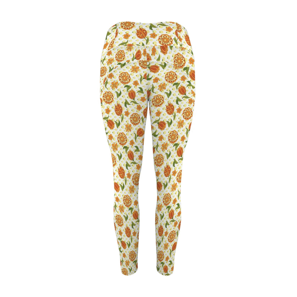 Graphic Floral Women's High Waist Pockets Yoga Leggings