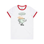 Coffee Time - Women's Ringer Tee White Red Womens Ringer T-shirt Coffee Printed In Australia