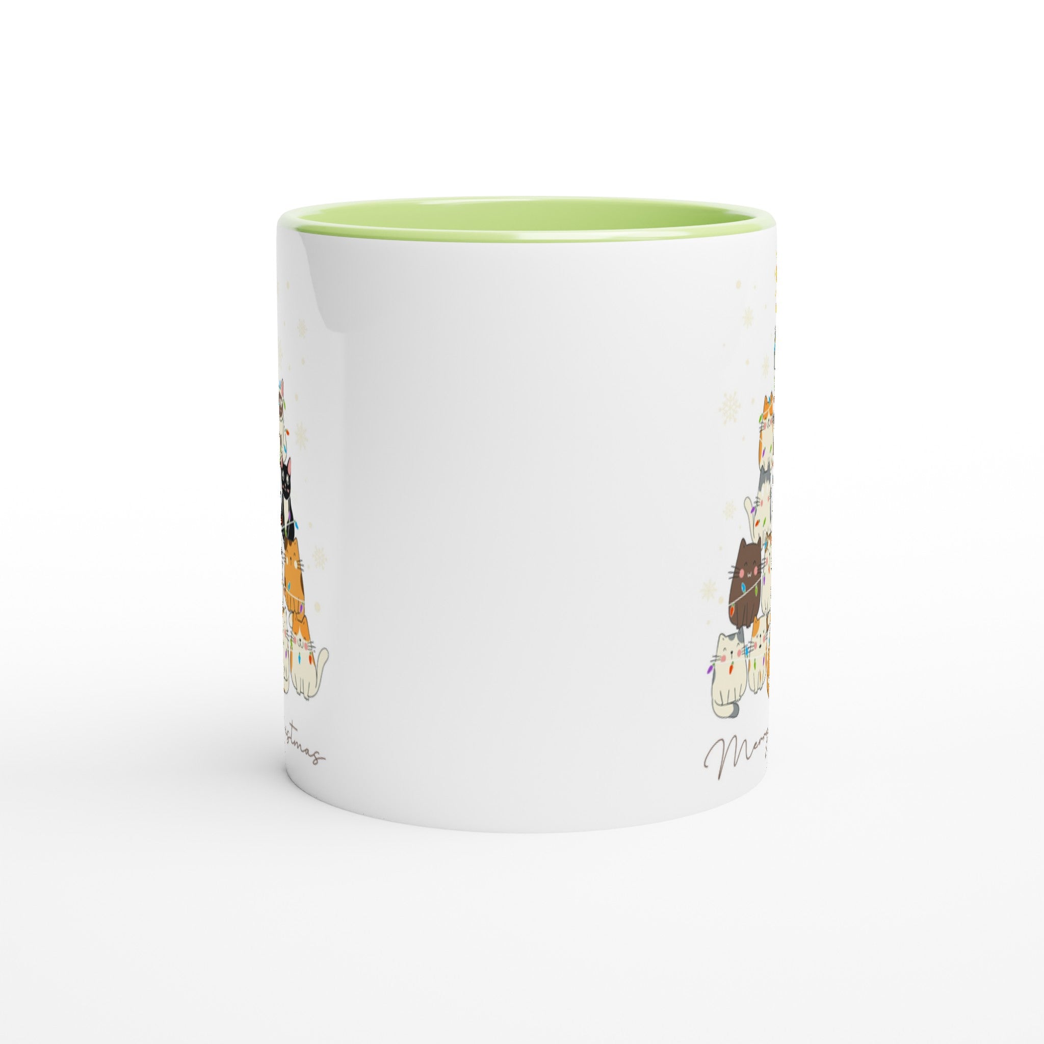 Cats Merry Christmas - 11oz Ceramic Mug Christmas Colour Mug Christmas Globally Fulfilled