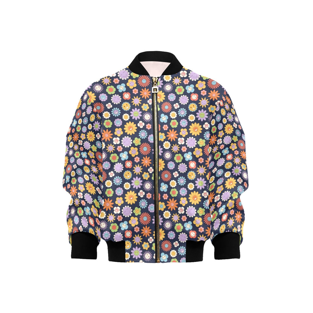 Groovy Flowers Kids Bomber Jacket