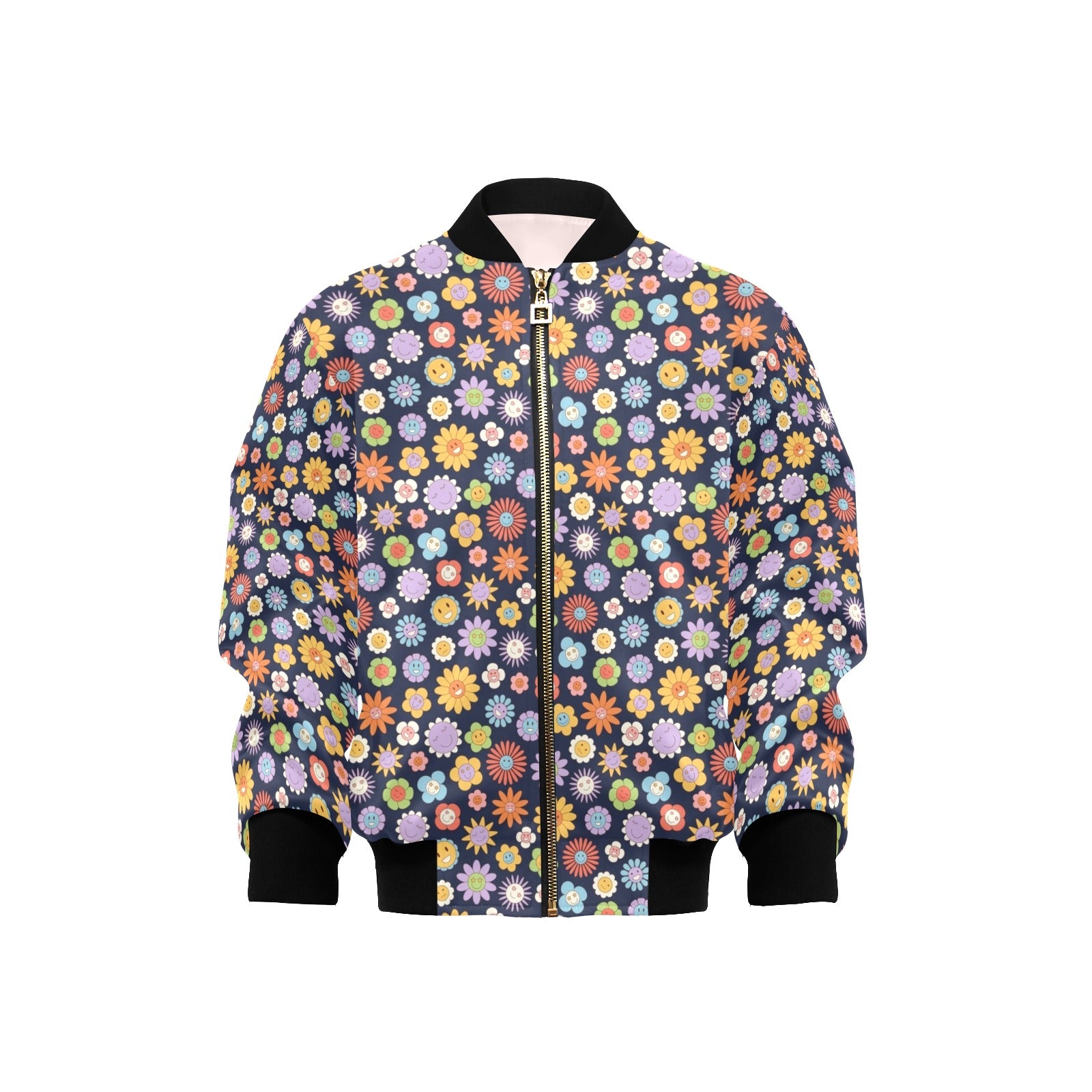 Groovy Flowers Kids Bomber Jacket