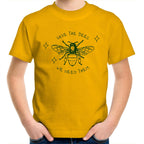 Save The Bees - Kids Youth T-Shirt Gold Kids Youth T-shirt animal Environment Printed In Australia
