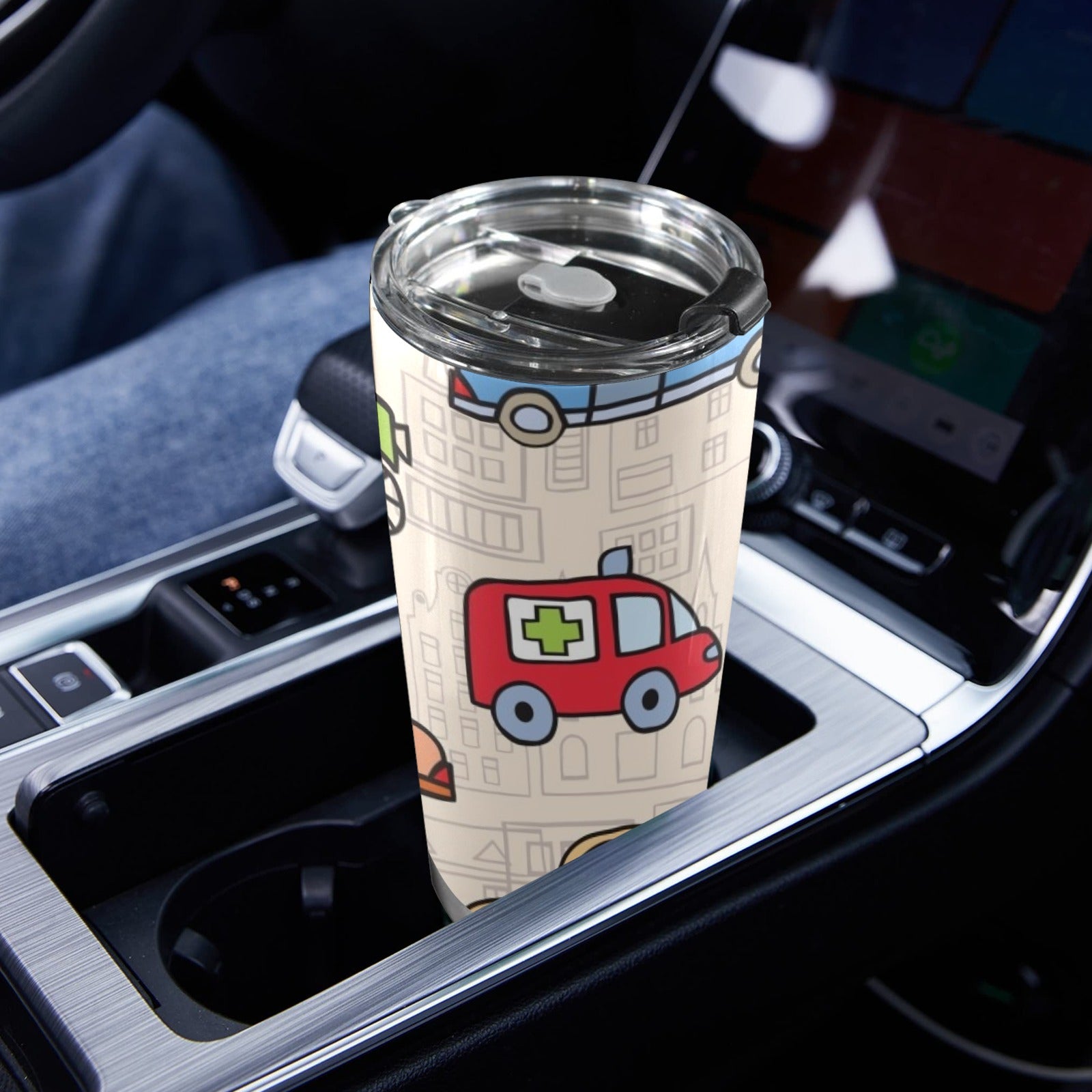 Kids Cars - 20oz Mobile Tumbler with Lid (Black Lock) 20oz Travel Mug Printed Offshore