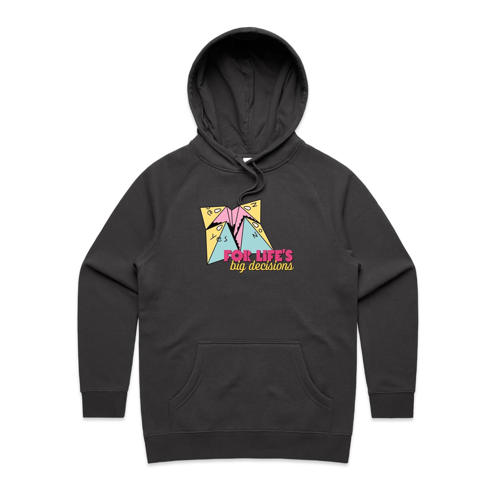 For Life's Big Decisions - Womens Hoodie Coal Womens Hoodie Games Printed In Australia