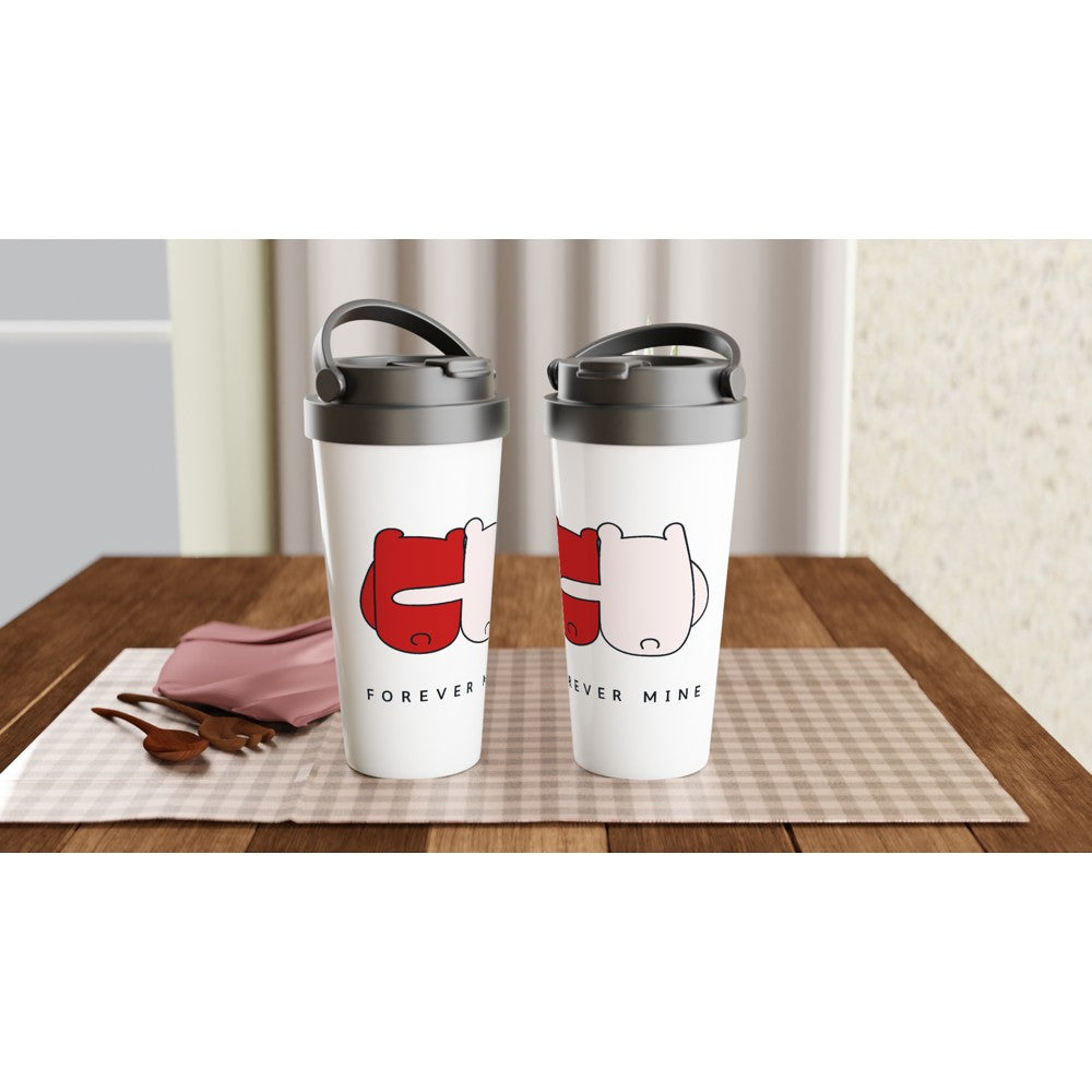 Forever Mine - White 15oz Stainless Steel Travel Mug Travel Mug animal Globally Fulfilled love