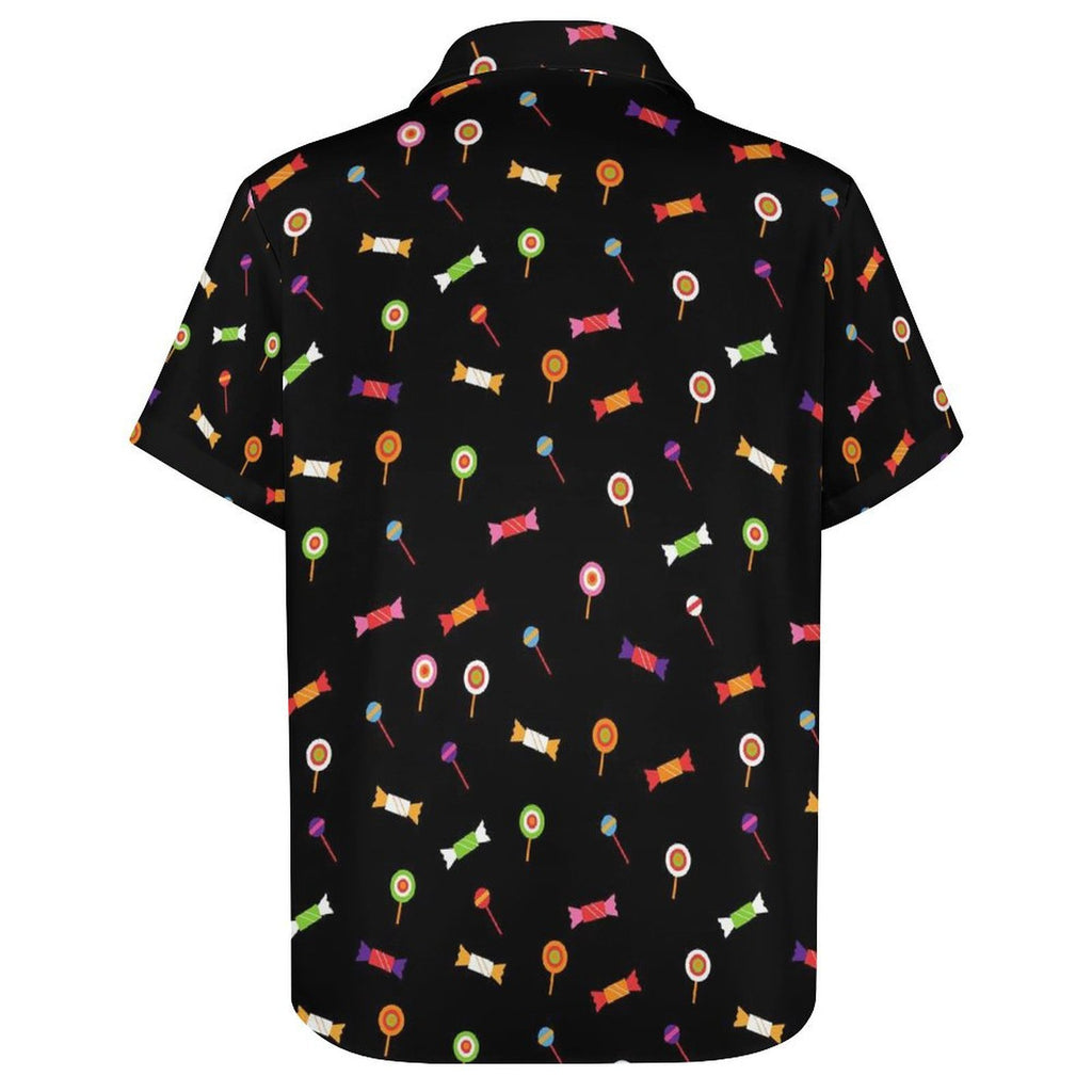 Candy Women's Short-Sleeve Button Up Shirt Women's Short-Sleeve Button Up Shirt Food Printed Offshore