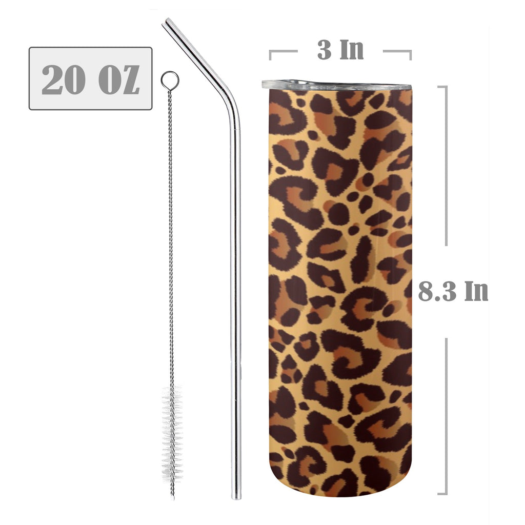Leopard Print 20oz Tall Skinny Tumbler with Lid and Straw
