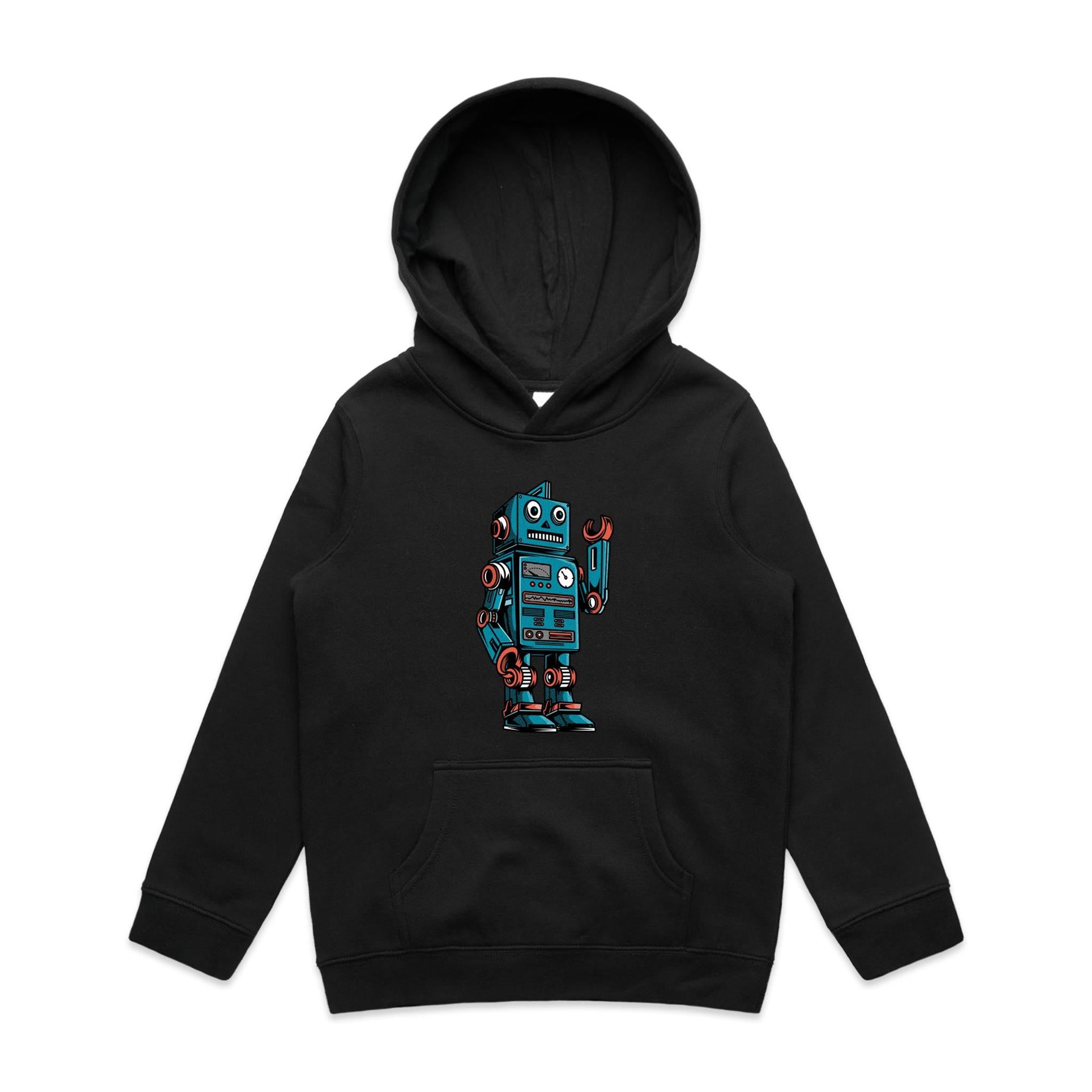 Robot - Kids Hoodie Black Kids Hoodie Printed In Australia