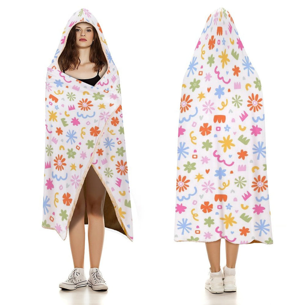 Abstract Colourful Shapes Kids Hooded Blanket 100cm x 130cm Kids Hooded Blanket Printed Offshore